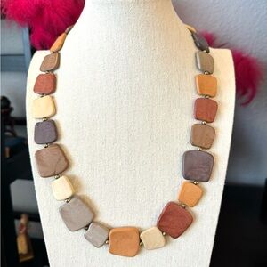 Vintage Neutral Square Bead Necklace